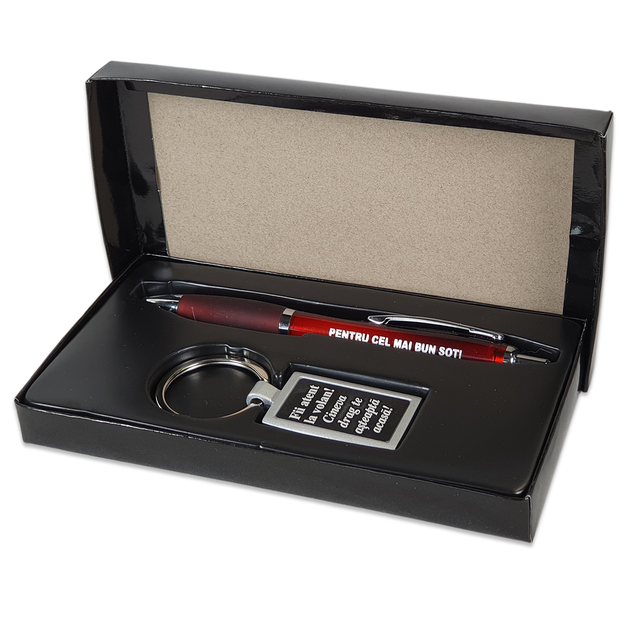 Cadou pentru Barbati - Set pix si breloc - Pentru cel mai bun sot (roșu)