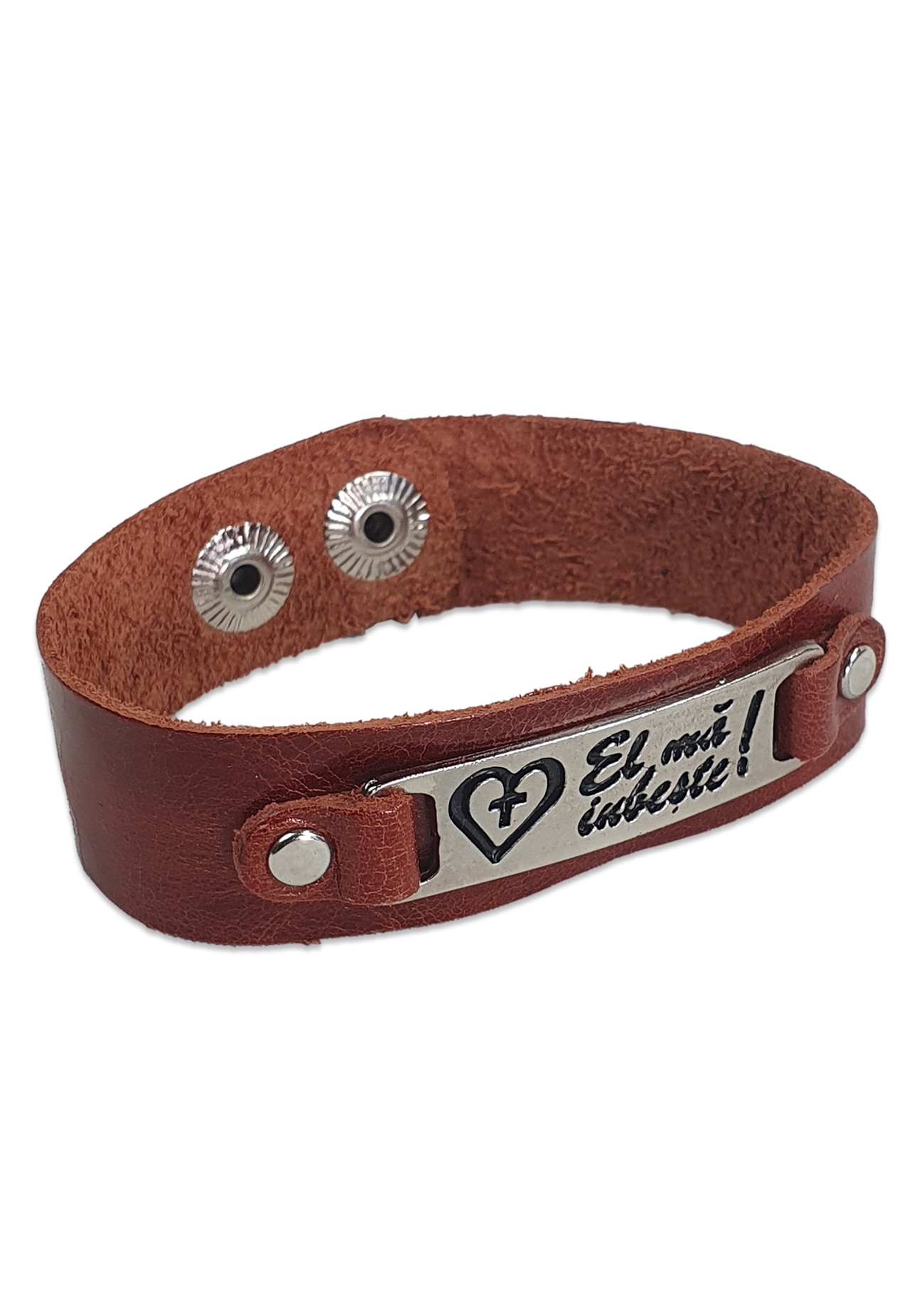 Bratara din piele naturala, maro roscat - El ma iubeste! Bratara din piele naturala, maro roscat - El ma iubeste!