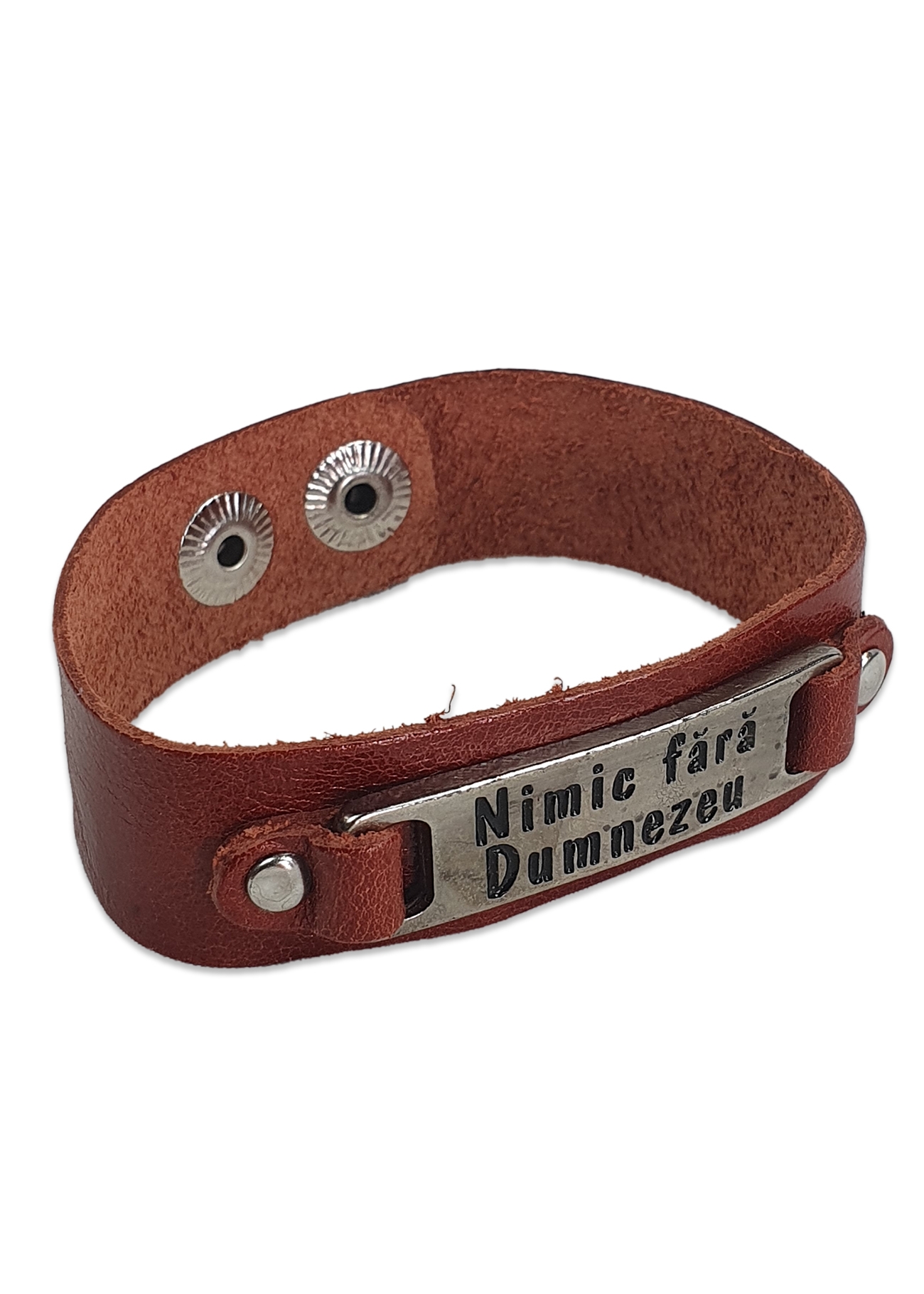 Bratara din piele, maro roscat - Nimic fara Dumnezeu Bratara din piele, maro roscat - Nimic fara Dumnezeu