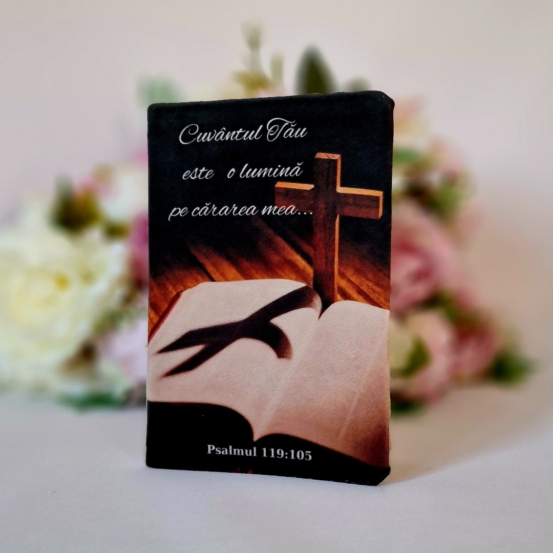 Biblia handmade, model 9, coperta de catifea, flexibila, marime medie, margini aurii, index, cuv. lui Isus cu rosu [SI 057 CAT]