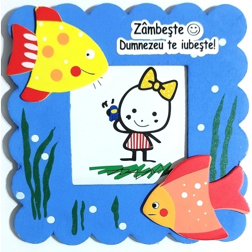 Rama foto lemn, pestisori, Zambeste, Dumnezeu te iubeste! Rama foto lemn, pestisori, Zambeste, Dumnezeu te iubeste!