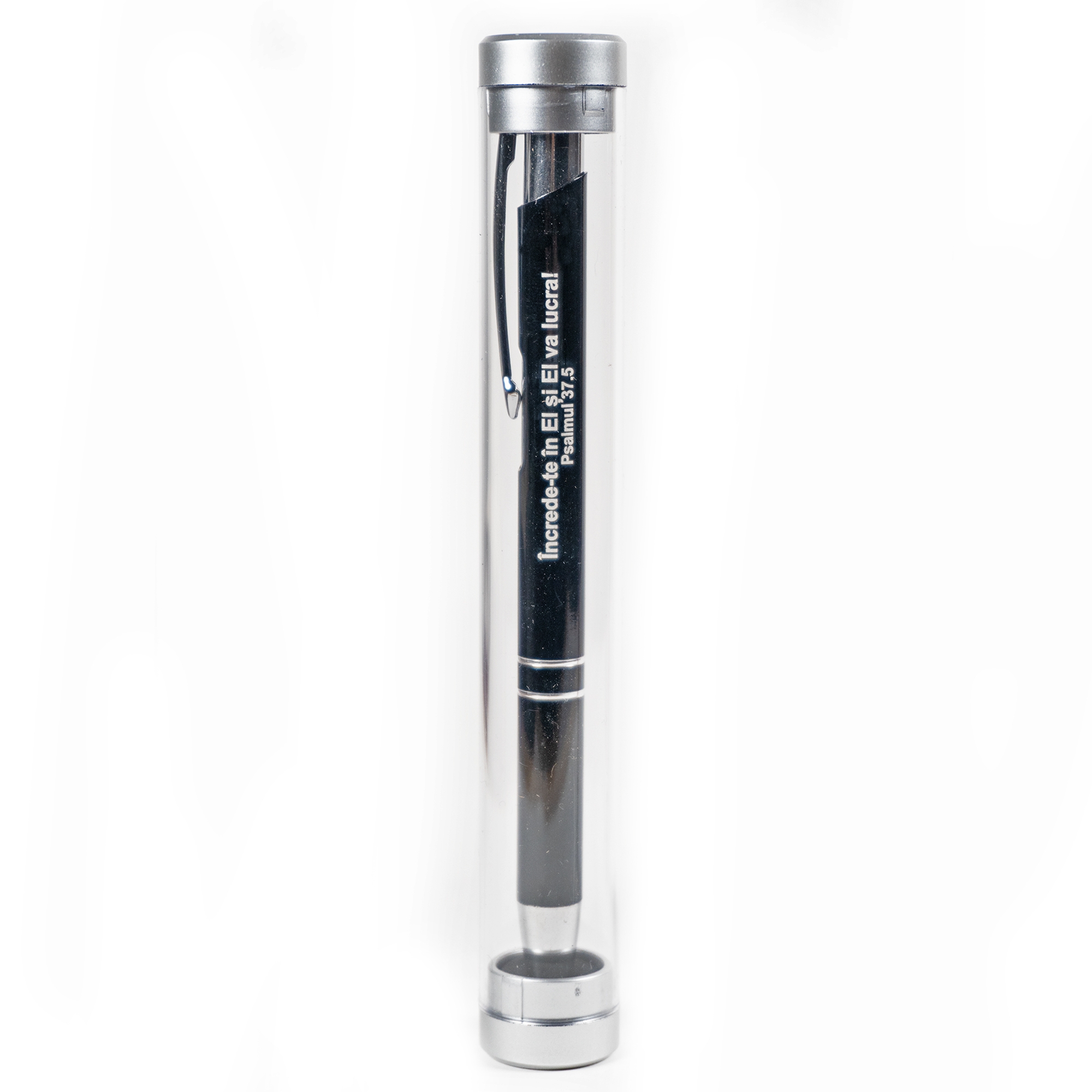 Pix metalic in tub - Increde-te in El si El va lucra! (negru) Pix metalic in tub - Increde-te in El si El va lucra! (negru)