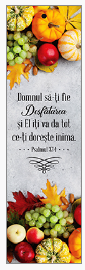 Semn de carte cu panglica gri - Verset : "Domnul să-ţi fie desfătarea şi El îţi va da tot ce-ţi doreşte inima." Psalmul 37:4 [33]