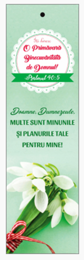 Semn de carte cu panglica verde deschis - Verset : Îţi doresc O Primăvară Binecuvântată de Domnul!  "Doamne, Dumnezeule, multe sunt minunile şi planurile Tale pentru mine!" Psalmul 40:5 [34]