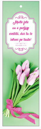 Semn de carte cu panglica verde deschis - Verset: "Multe fete au o purtare cinstită, dar tu le întreci pe toate!" Proverbe 31:29 [35]