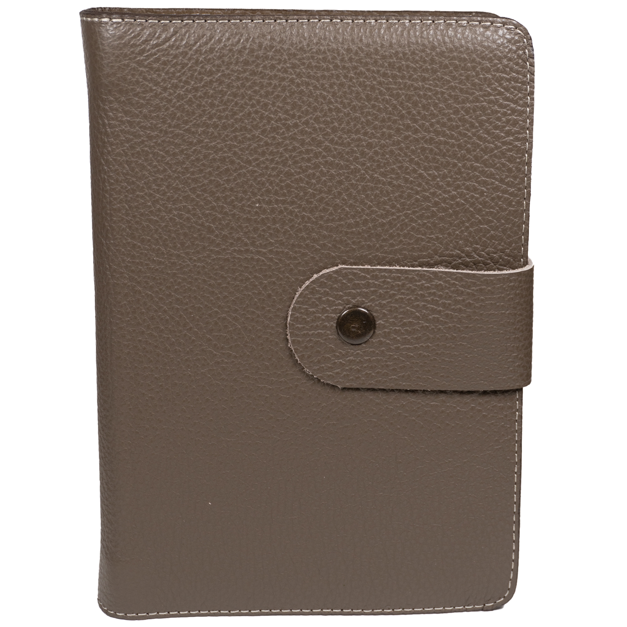 Biblia marime medie, maro, piele, inchidere baretă cu capsa 2, margini aurii, index, cuv. lui Isus cu rosu [MAR 057 PCI]