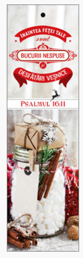 Semn de carte cu panglica albastru deschis - Verset: "Înaintea Feţei Tale sunt bucurii nespuse şi desfătări veşnice" Psalmul 16:11 [39]