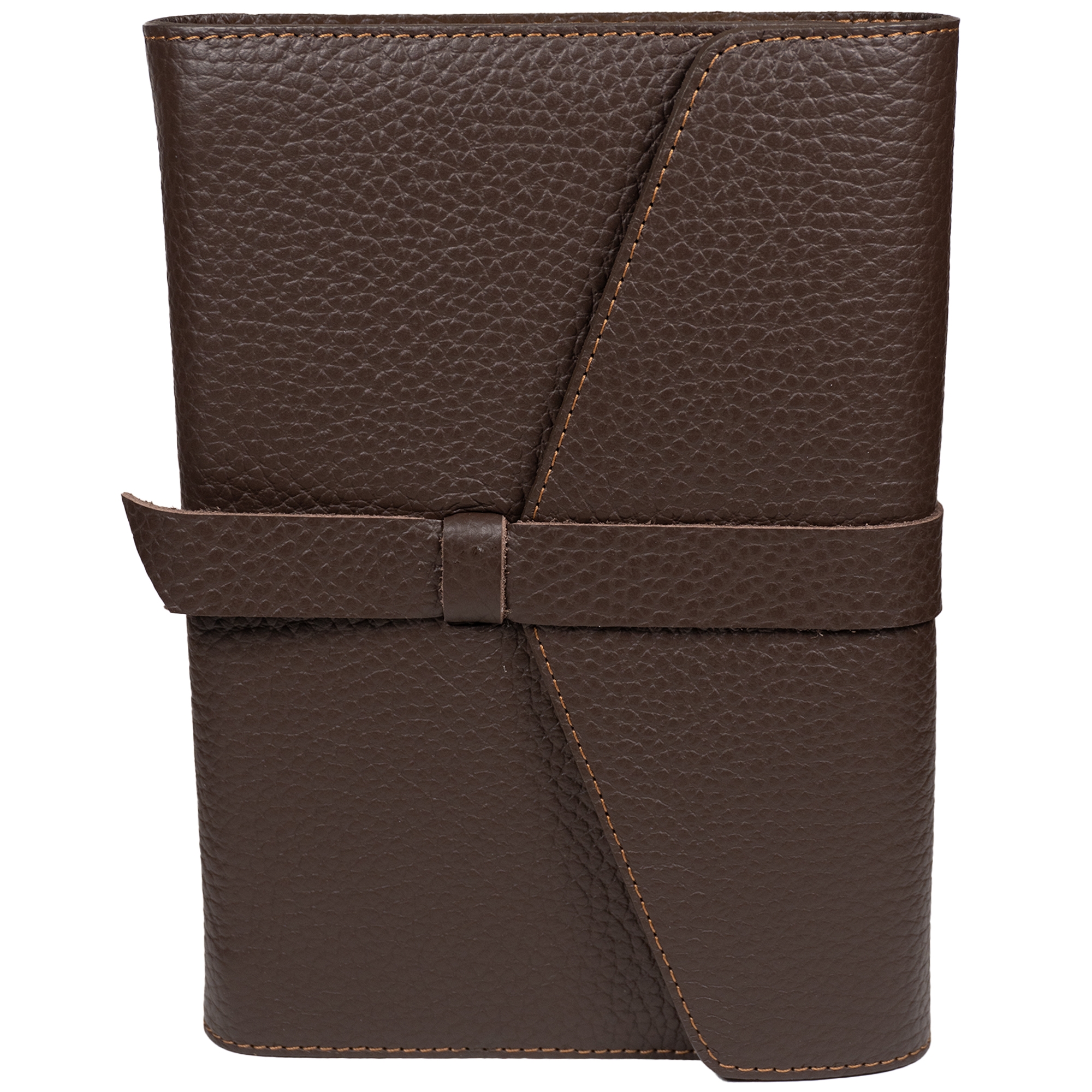 Biblia marime medie, maro închis, piele, inchidere clapeta și baretă, margini aurii, index, cuv. lui Isus cu rosu [MAR 057 PCI]