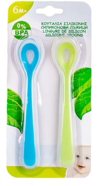 Linguri de silicon, albastru-verde - 2 buc. (6m+) Linguri de silicon, albastru-verde - 2 buc. (6m+)