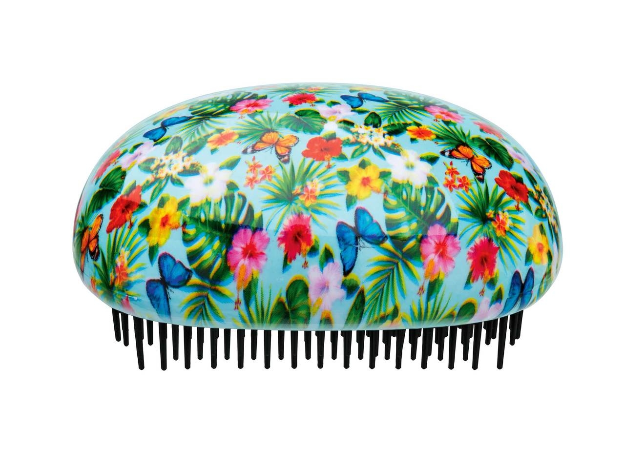 Perie compacta pentru descalcit parul, model turcoaz cu flori Perie compacta pentru descalcit parul, model turcoaz cu flori