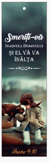 Semn de carte cu panglica maro -  Verset:  "Smeriţi-vă înaintea Domnului şi El vă va înălţa" Iacov 4:10 [48]