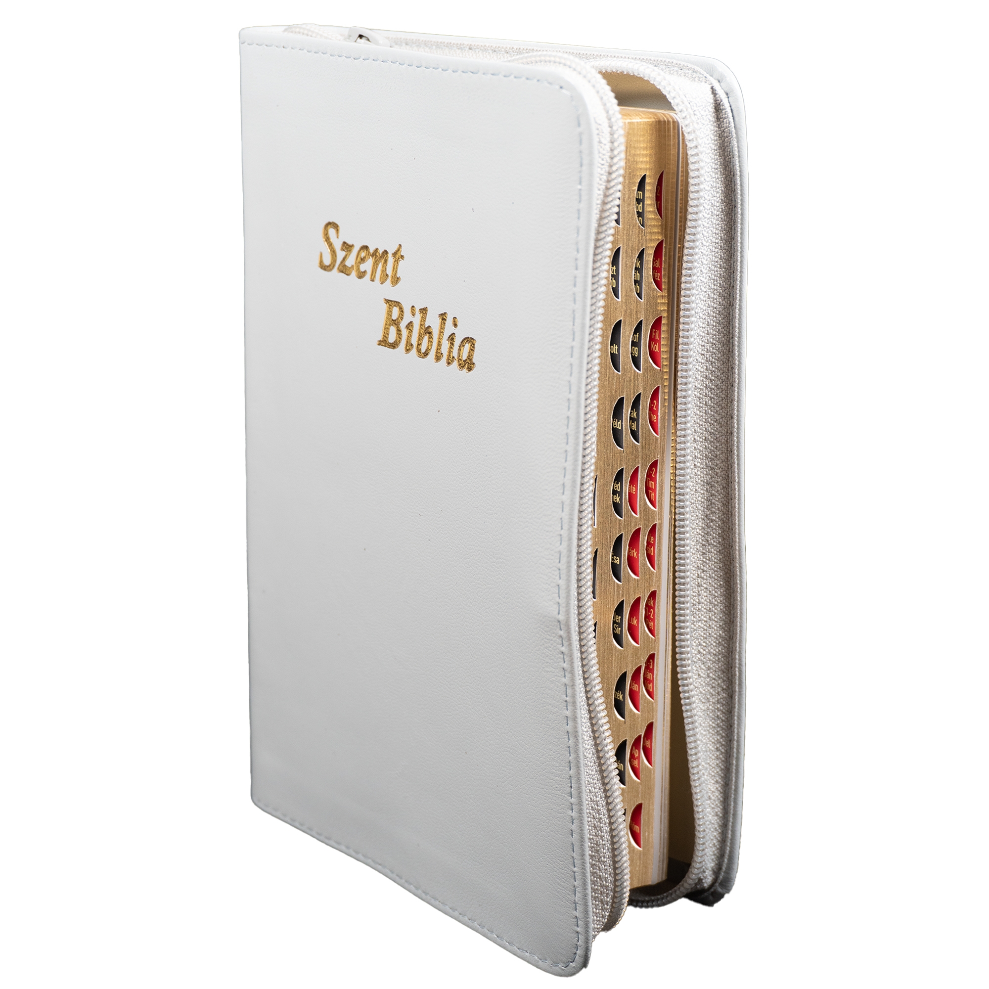 Szent Biblia, Közepes Biblia, culoare, világosszürke, Bőr, Cipzáras, Károli Gáspár Forditása - Biblia medie, piele, in lb. maghiara cu fermoar [057 PFI]