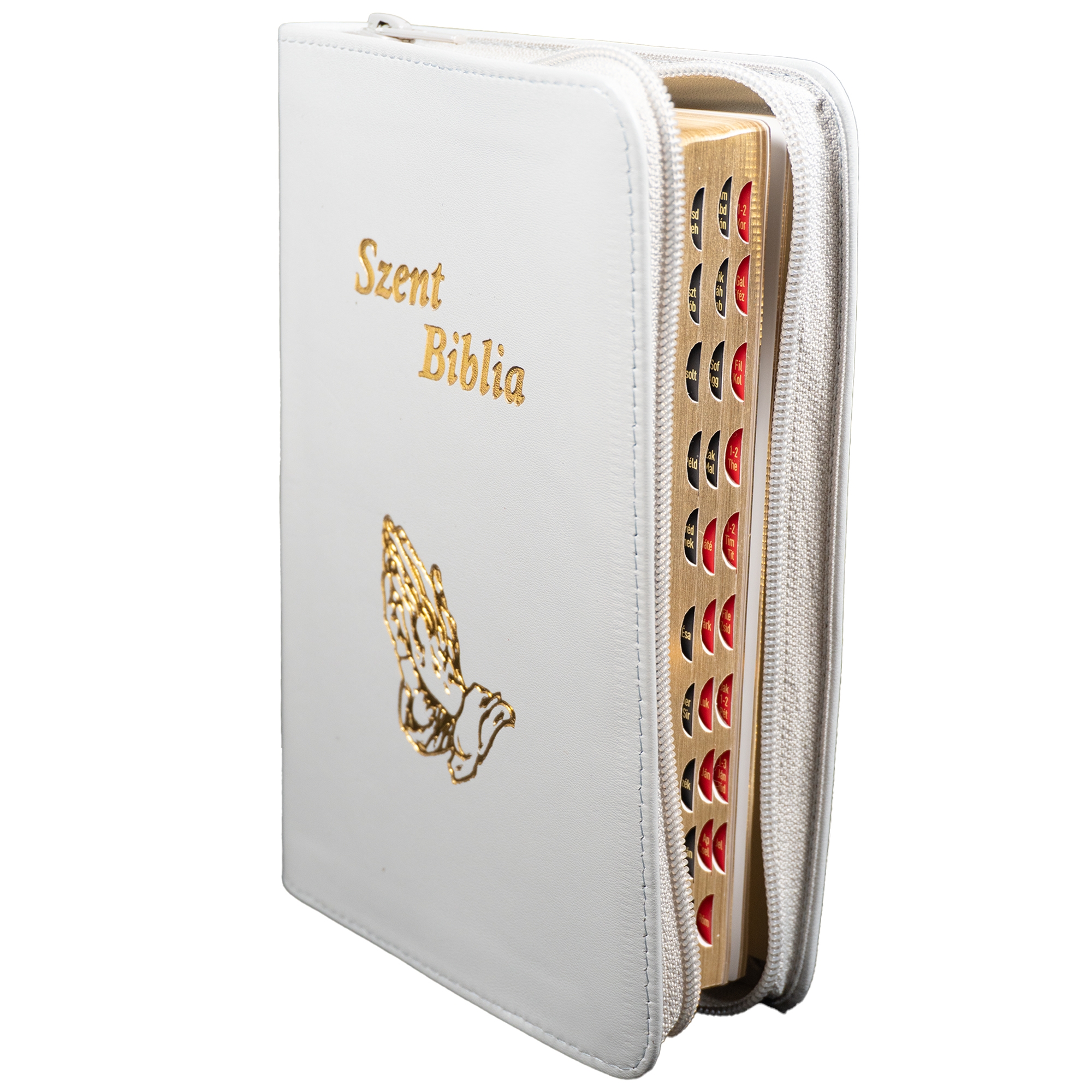 Szent Biblia, Közepes Biblia, culoare, világosszürke, Bőr, Cipzáras, Károli Gáspár Forditása - Biblia medie, piele, in lb. maghiara cu fermoar [057 PFI]