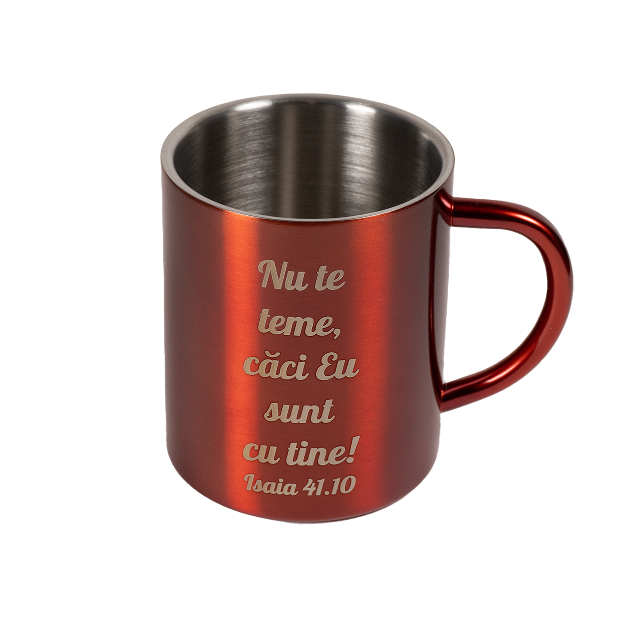 Cana metalica roșie - Nu te teme, căci eu sunt cu tine! (Isaia 41:10) Cana metalica roșie - Nu te teme, căci eu sunt cu tine! (Isaia 41:10)