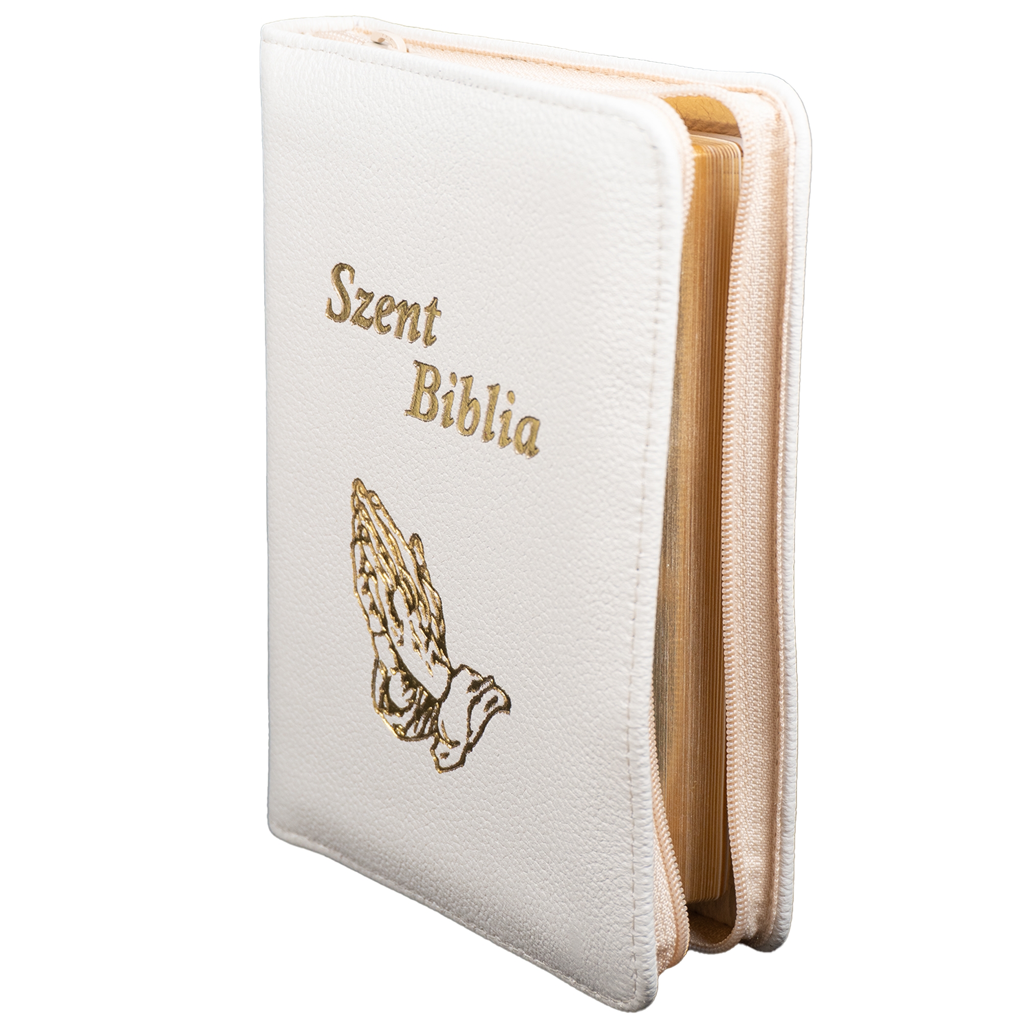 Szent Biblia, Mini Biblia, krémszínű, Bőr, Cipzáros, Károli Gáspár Forditása (Biblia mica, piele, in lb. maghiara, fermoar) [043 PF]