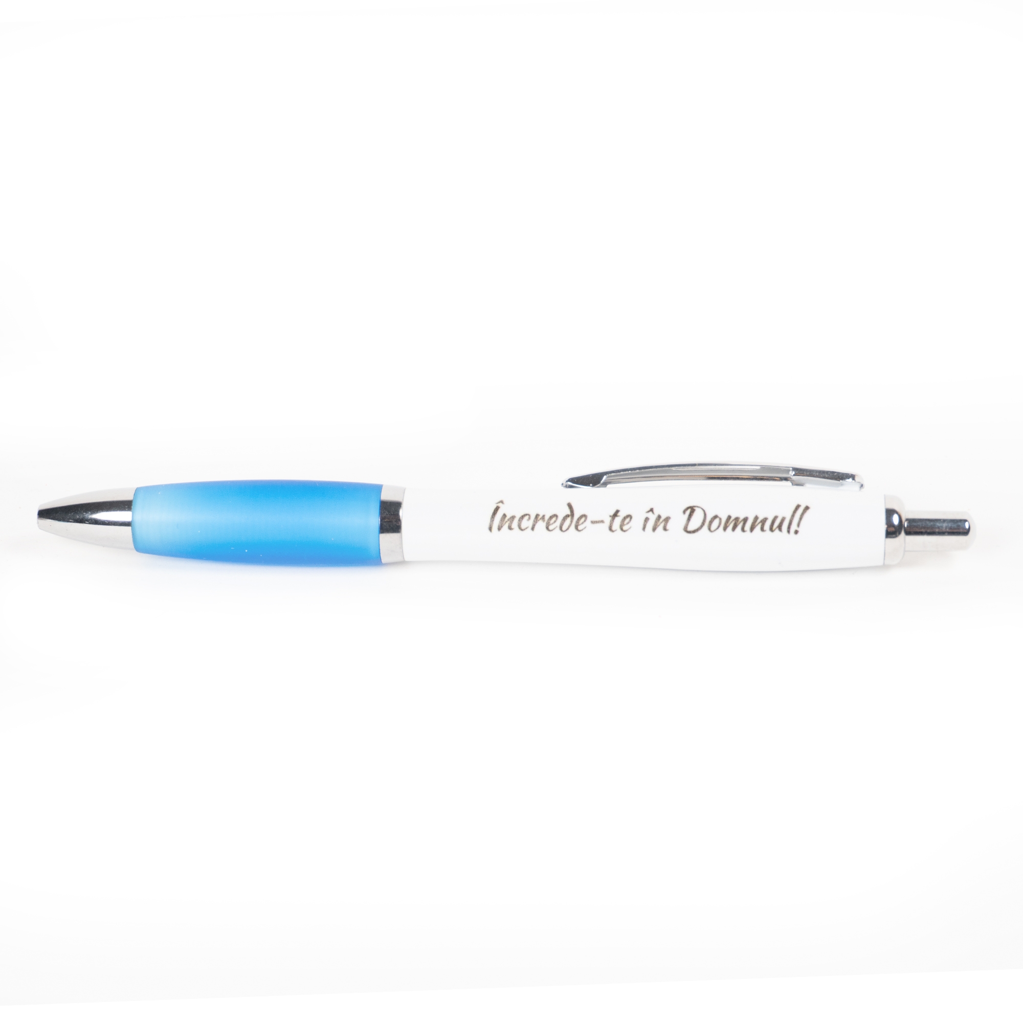 Pix cu mesaj crestin - Încrede-te în Dumnezeu (alb-albastru) Pix cu mesaj crestin - Încrede-te în Dumnezeu (alb-albastru)