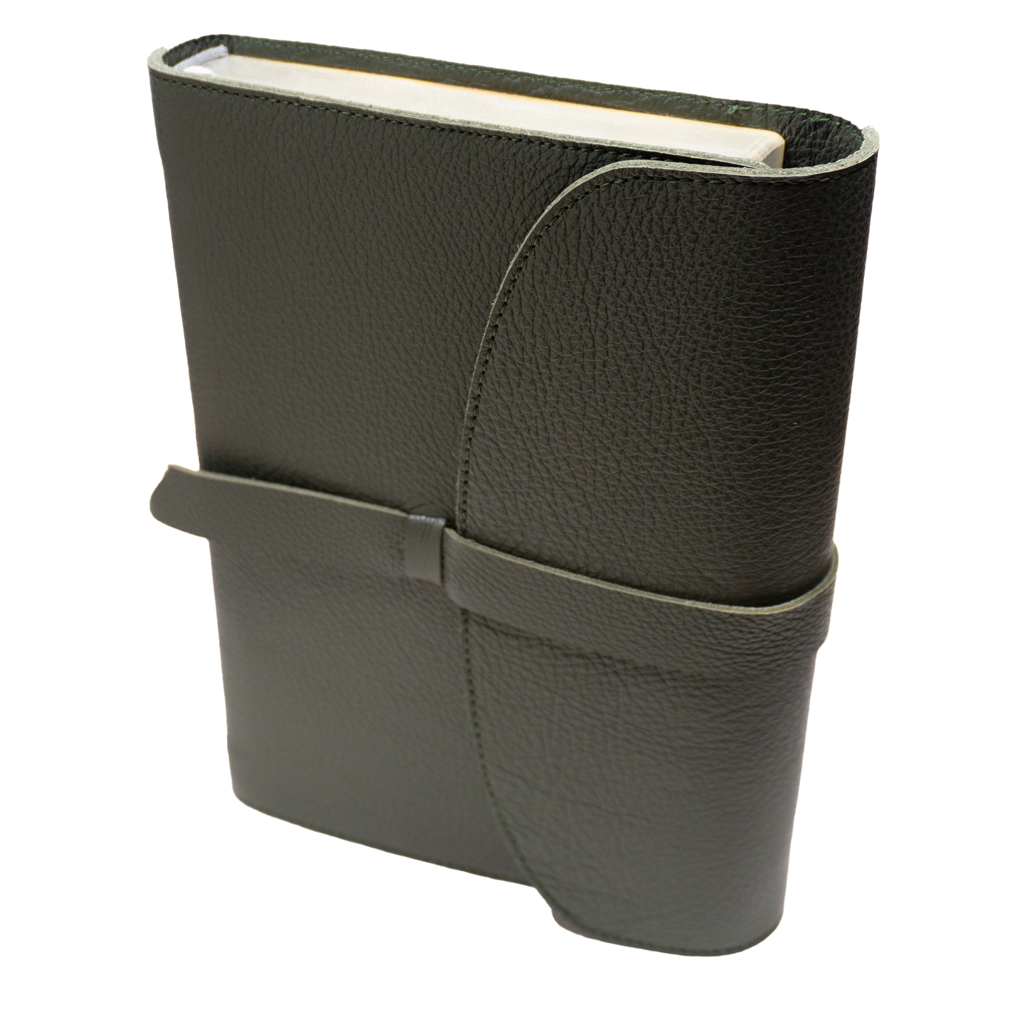 Biblie mare, piele, verde, clapetă și baretă, index, margini argintii, cuv. Isus cu rosu  [SI 073 BAR ]