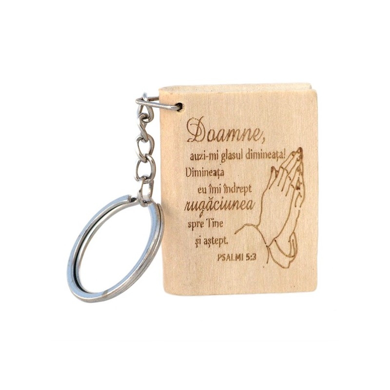 Breloc lemn - Doamne, auzi-mi glasul dimineata / Binecuvantat sa fie Dumnezeu Breloc lemn - Doamne, auzi-mi glasul dimineata / Binecuvantat sa fie Dumnezeu