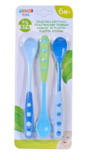 Linguri de plastic, ciel - 3 buc. (6m+) Linguri de plastic, ciel - 3 buc. (6m+)