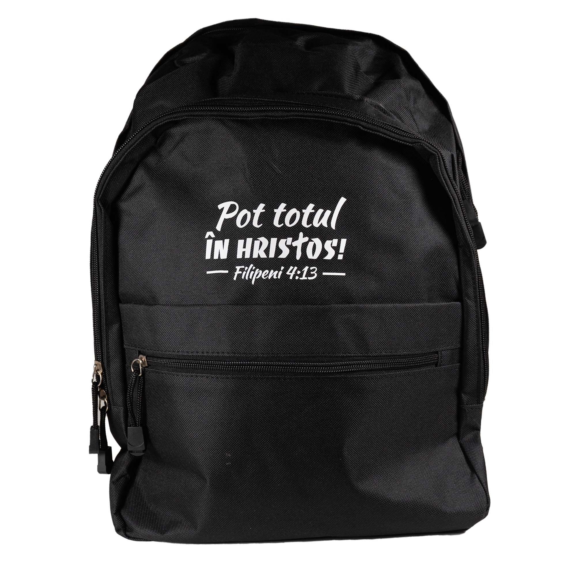 Ghiozdan - negru "Pot totul în Hristos!" (Filipeni 4:13) Ghiozdan - negru "Pot totul în Hristos!" (Filipeni 4:13)