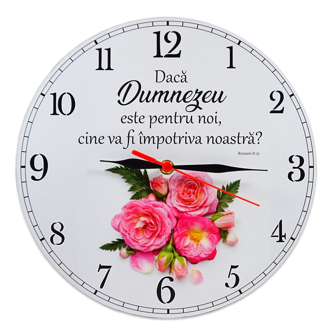 Ceas perete rotund cu mesaj creștin (30 cm) - Dacă Dumnezeu este pentru noi Ceas perete rotund cu mesaj creștin (30 cm) - Dacă Dumnezeu este pentru noi