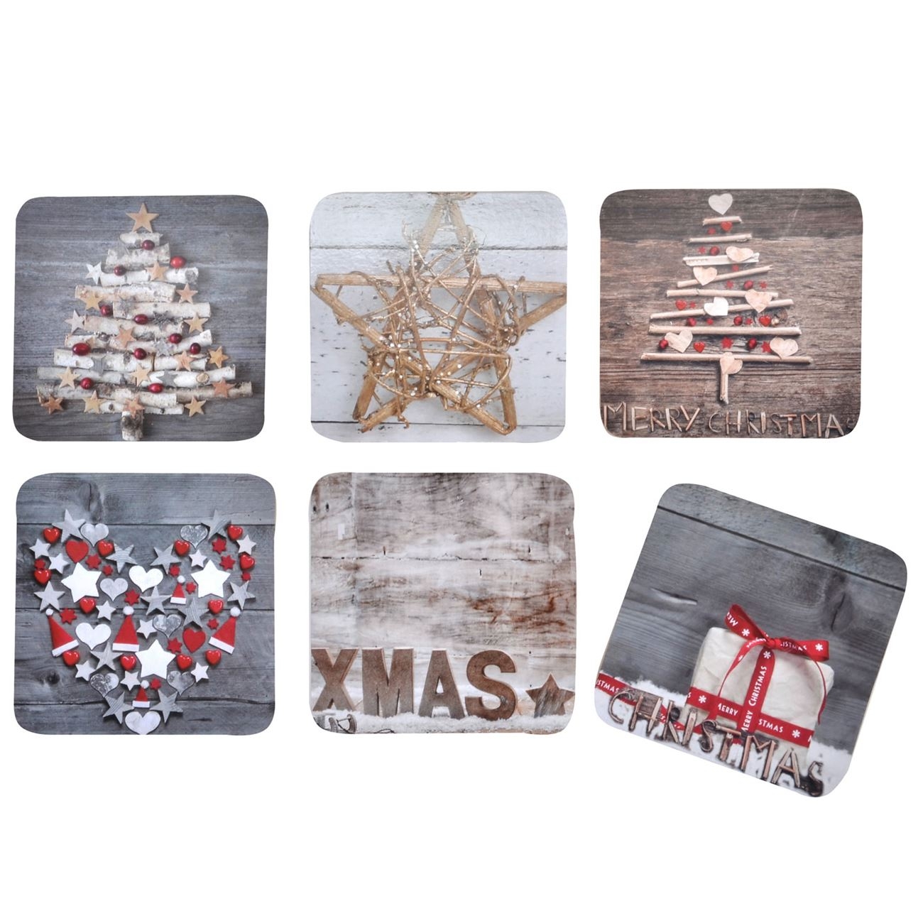 Set suport pahar - model Craciun - 6 buc Set suport pahar - model Craciun - 6 buc
