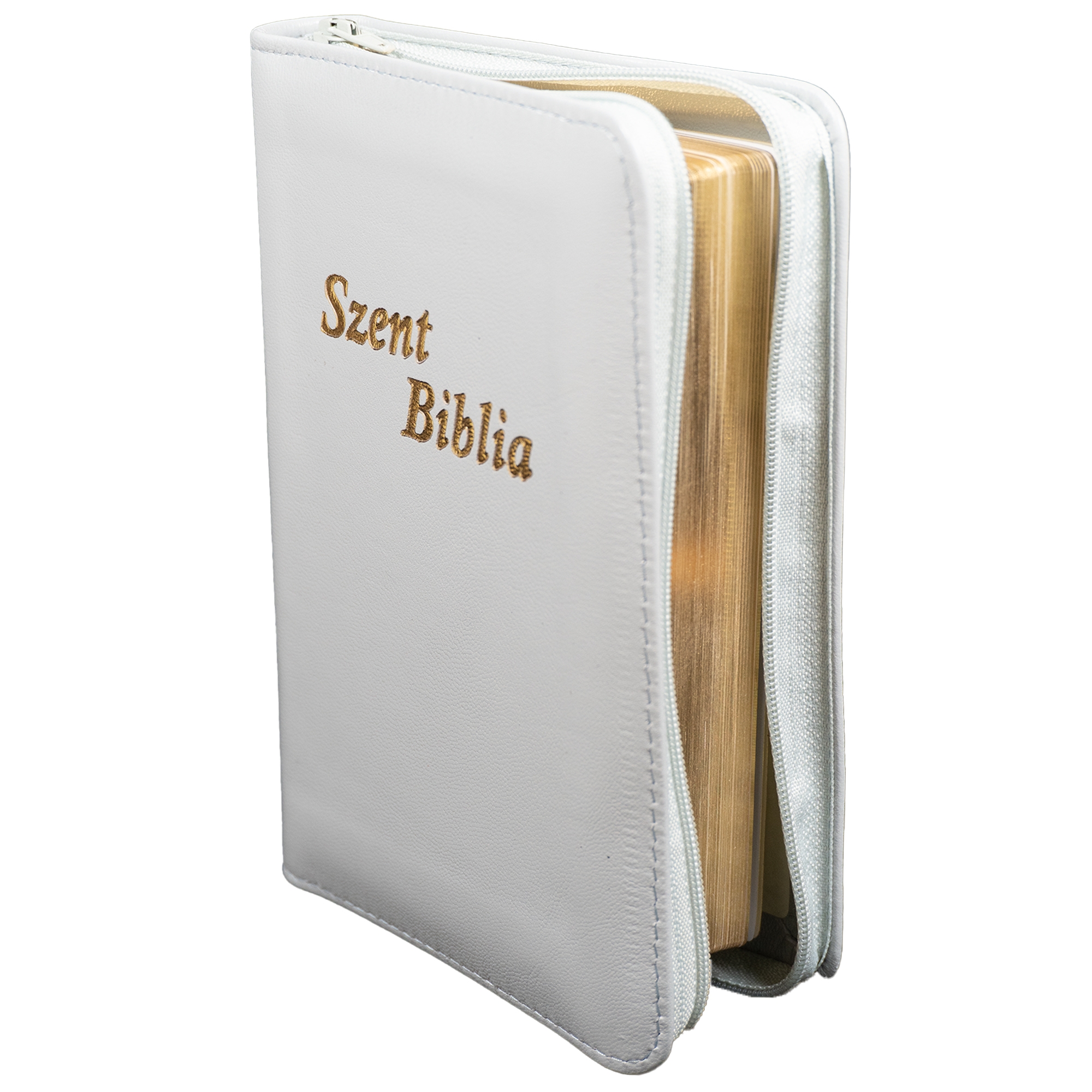 Szent Biblia, Mini Biblia, világosszürke, Bőr, Cipzáros, Károli Gáspár Forditása (Biblia mica, piele, in lb. maghiara, fermoar) [043 PF]