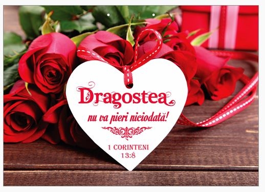 Poster cu verset A4 -Verset:  "Dragostea nu va pieri niciodată!" 1 Corinteni 13:8     [132]