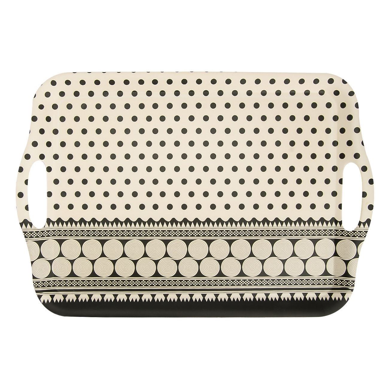 Tava servire cu manere - Buline negre Tava servire cu manere - Buline negre