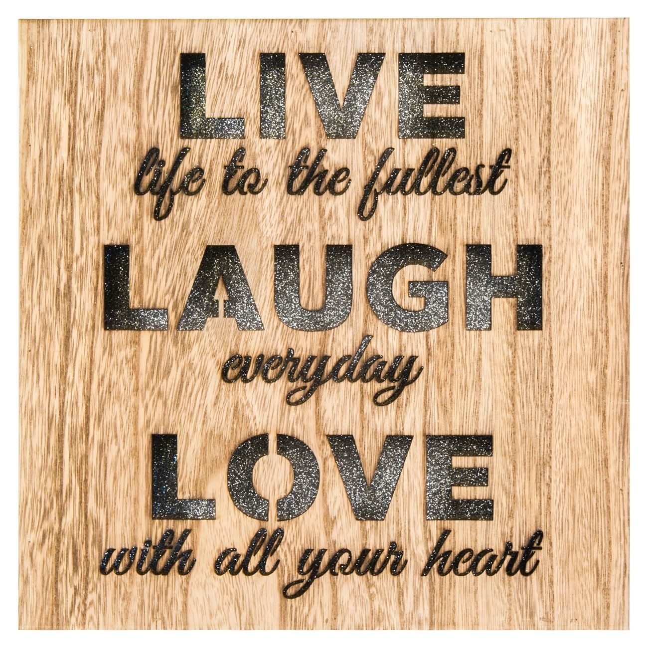 Cutie din lemn bej decorativa, cu led - LIVE life to the fullest Cutie din lemn bej decorativa, cu led - LIVE life to the fullest