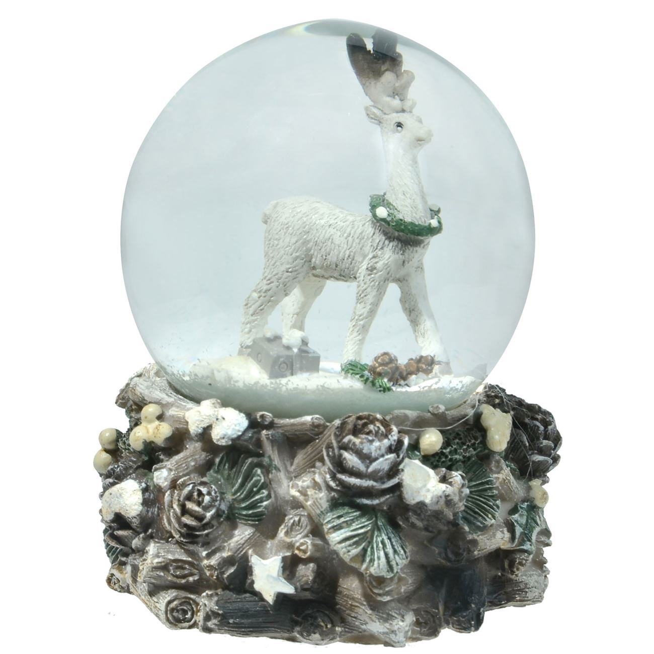 Ornament de Craciun - Glob cu fulgi de zapada si ren (4,5x6 cm) Ornament de Craciun - Glob cu fulgi de zapada si ren (4,5x6 cm)