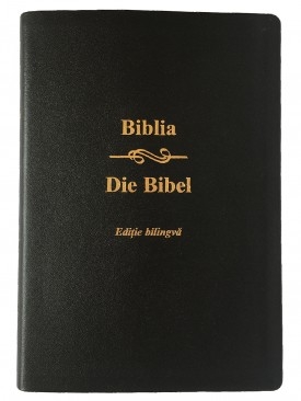 Biblia bilingva romana - germana, mare, piele, neagra, aurita Biblia bilingva romana - germana, mare, piele, neagra, aurita