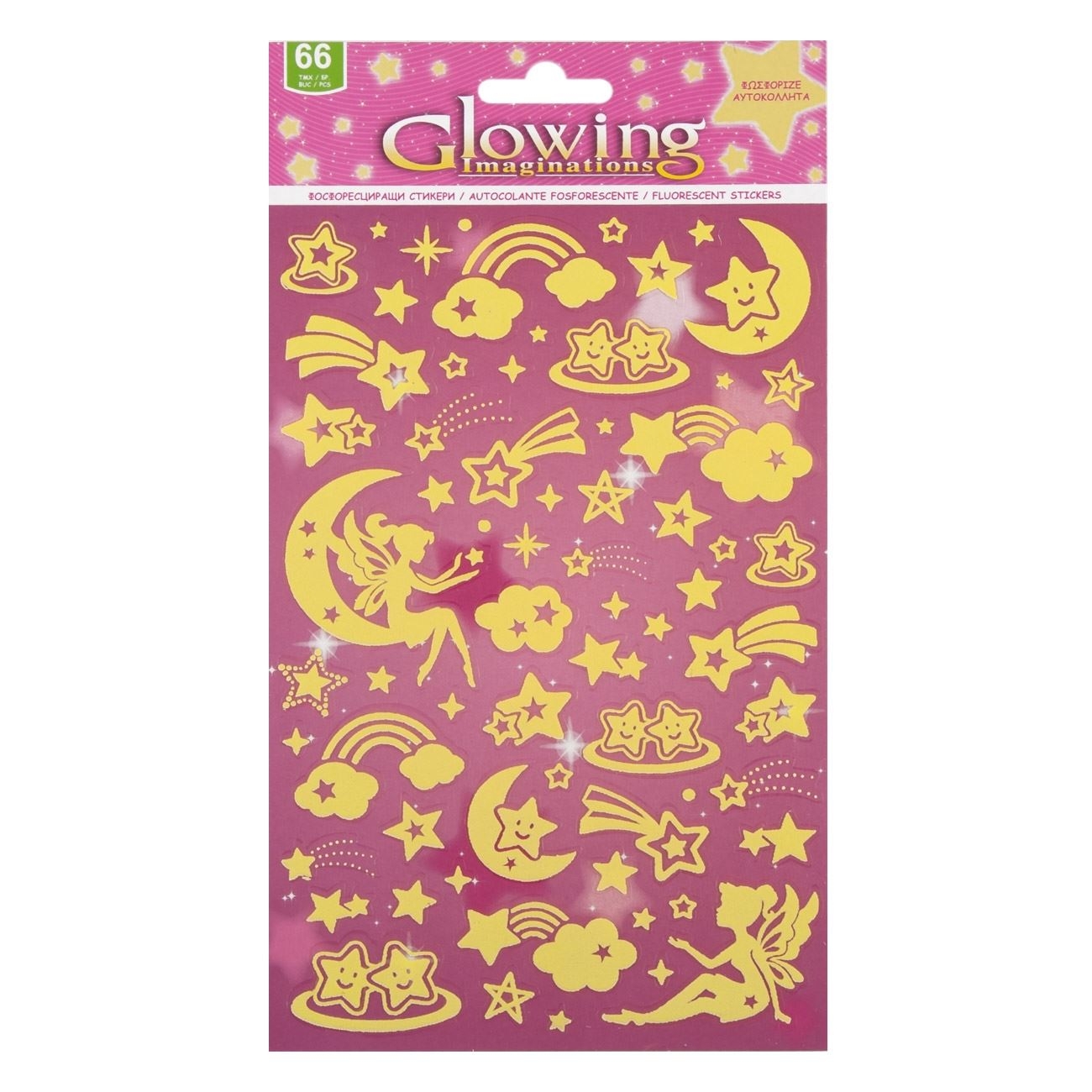 Autocolante de perete fosforescente, roz - 66 buc. Autocolante de perete fosforescente, roz - 66 buc.