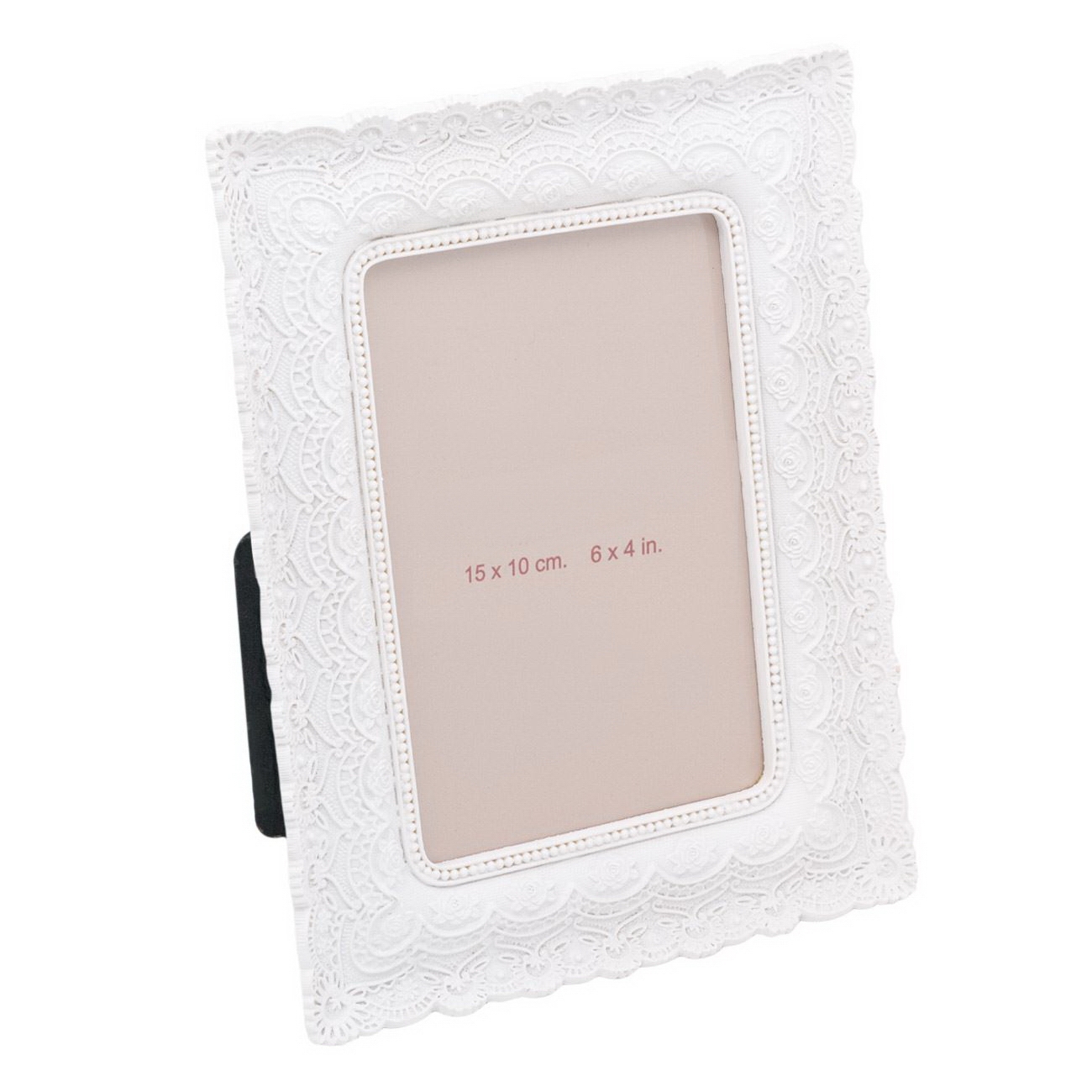 Rama foto dantelata, alba - 1 poza de 10x15cm Rama foto dantelata, alba - 1 poza de 10x15cm