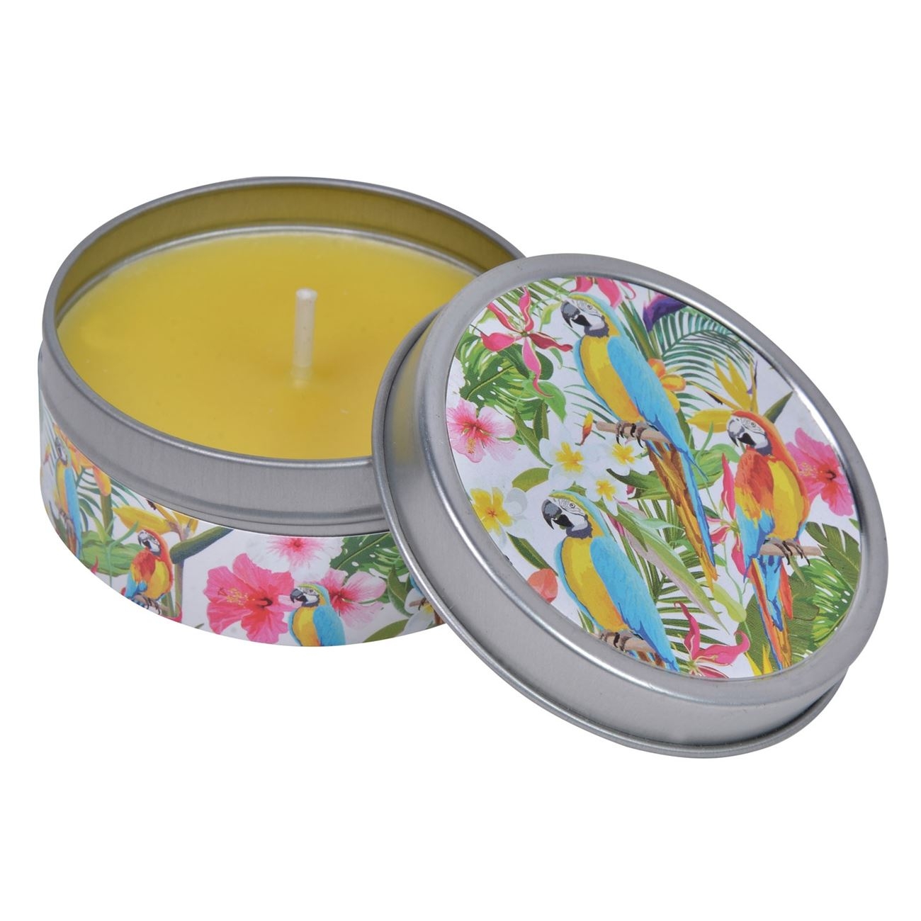 Lumanare in cutie metalica - Design Papagali Lumanare in cutie metalica - Design Papagali