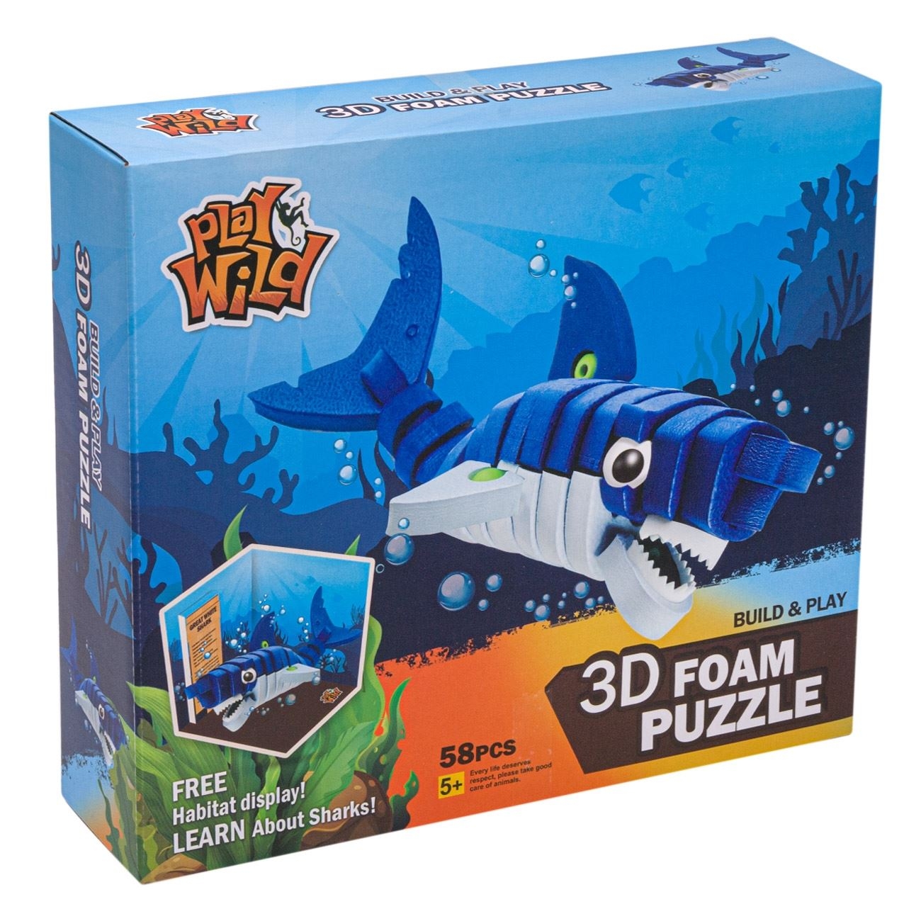 Puzzle din burete - Rechin 3D, 58 piese  - Activitati pentru copii (5+) Puzzle din burete - Rechin 3D, 58 piese  - Activitati pentru copii (5+)