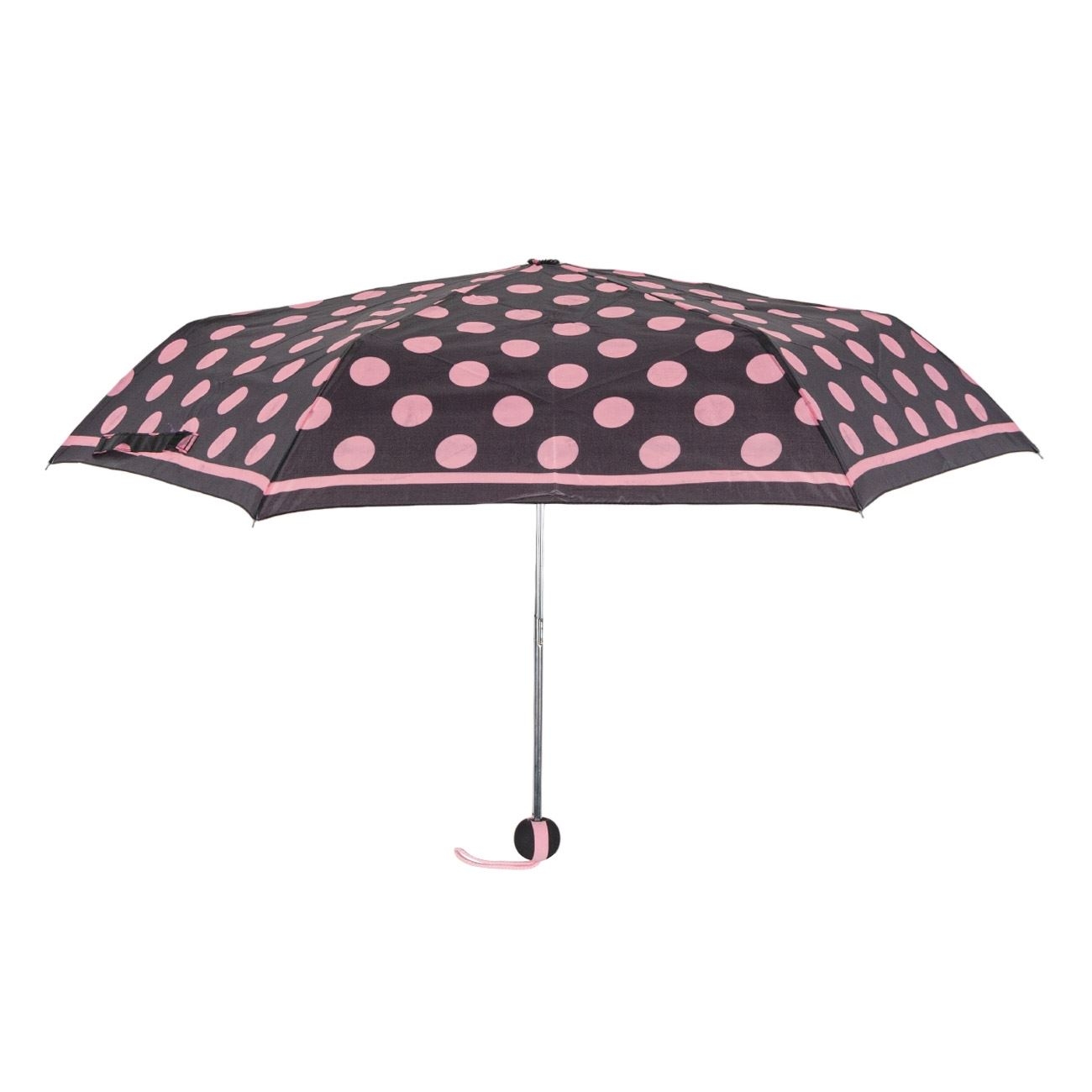 Umbrela adulti pliabila - Neagra cu buline roz (24 cm) Umbrela adulti pliabila - Neagra cu buline roz (24 cm)