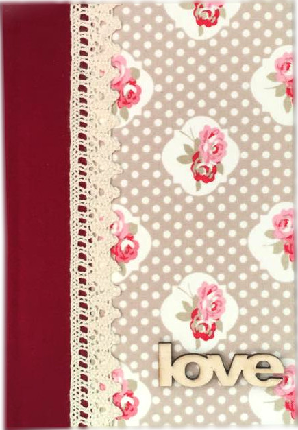 Biblia vintage handmade, marime medie, coperta cartonata textila, model floral bordo, margini aurii [SI 052 HM]