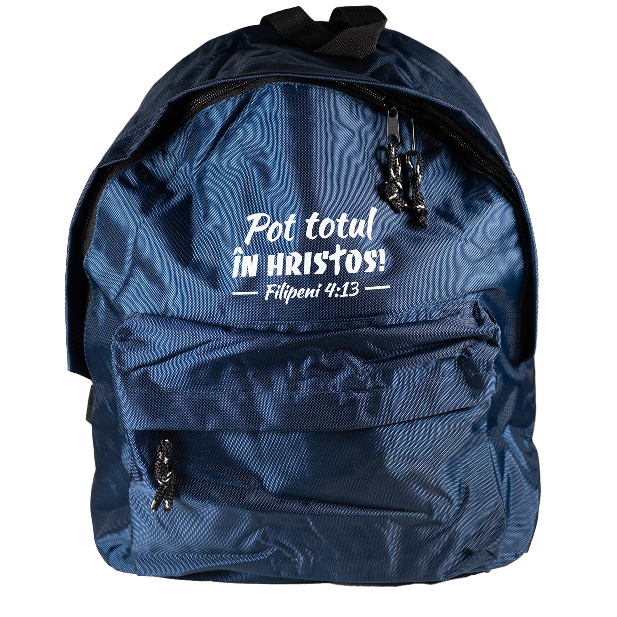 Ghiozdan - bleumarin "Pot totul în Hristos!" (Filipeni 4:13) Ghiozdan - bleumarin "Pot totul în Hristos!" (Filipeni 4:13)