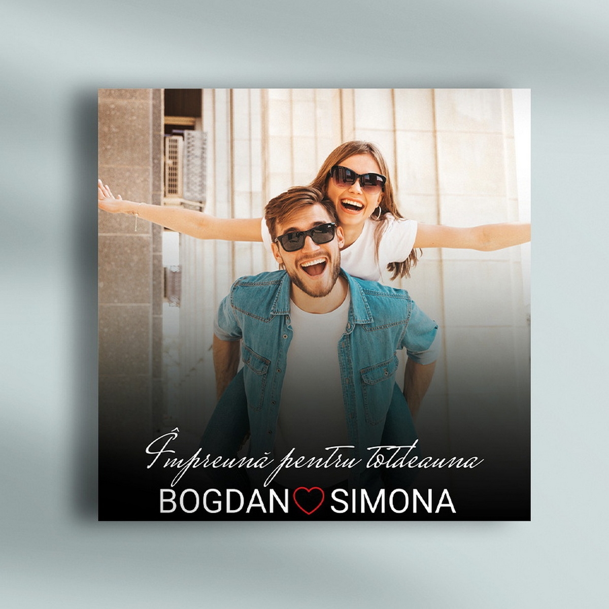 Tablou canvas personalizat cu doua nume și poză – Soț/Soție