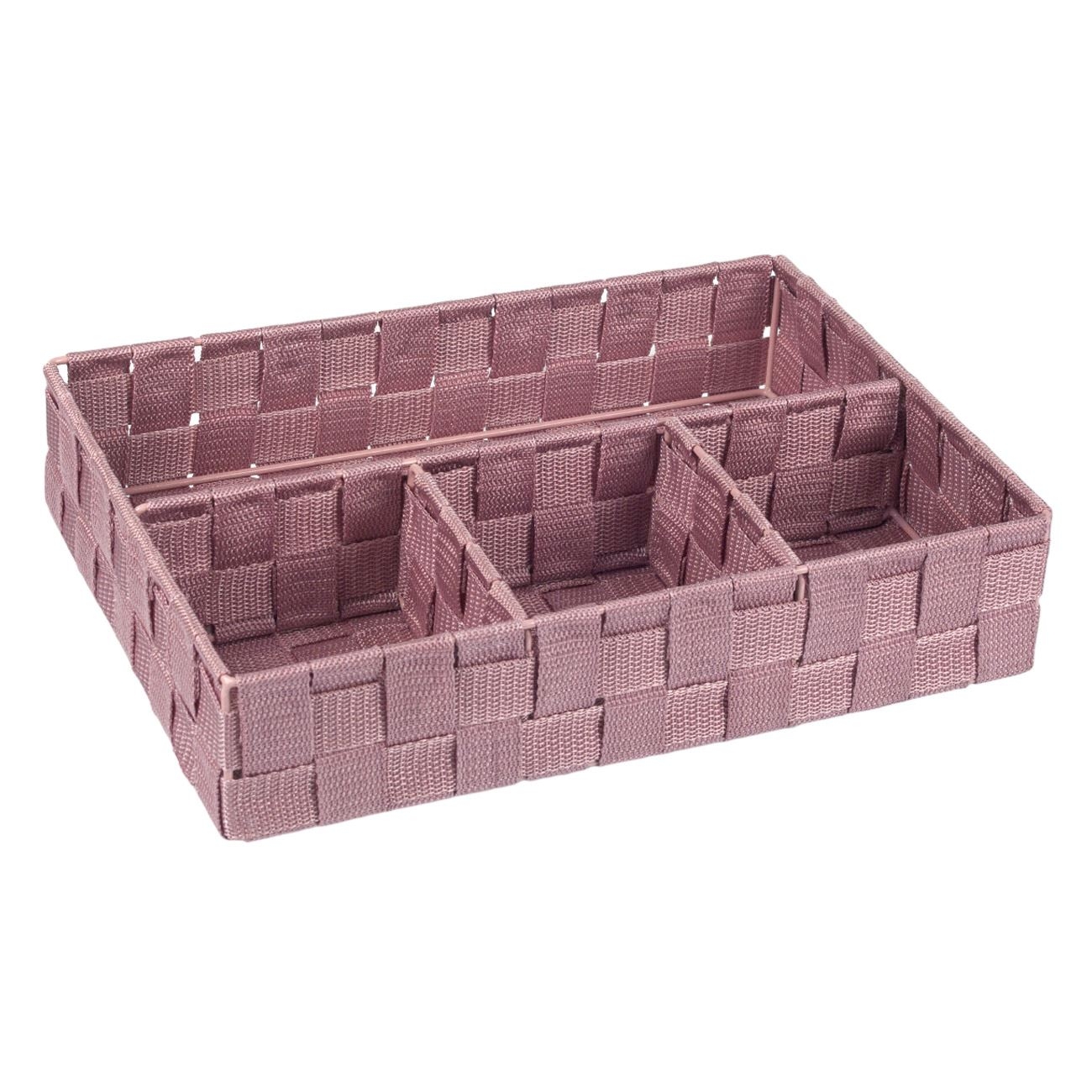 Coș de depozitare tricotat din ratan roz Coș de depozitare tricotat din ratan roz