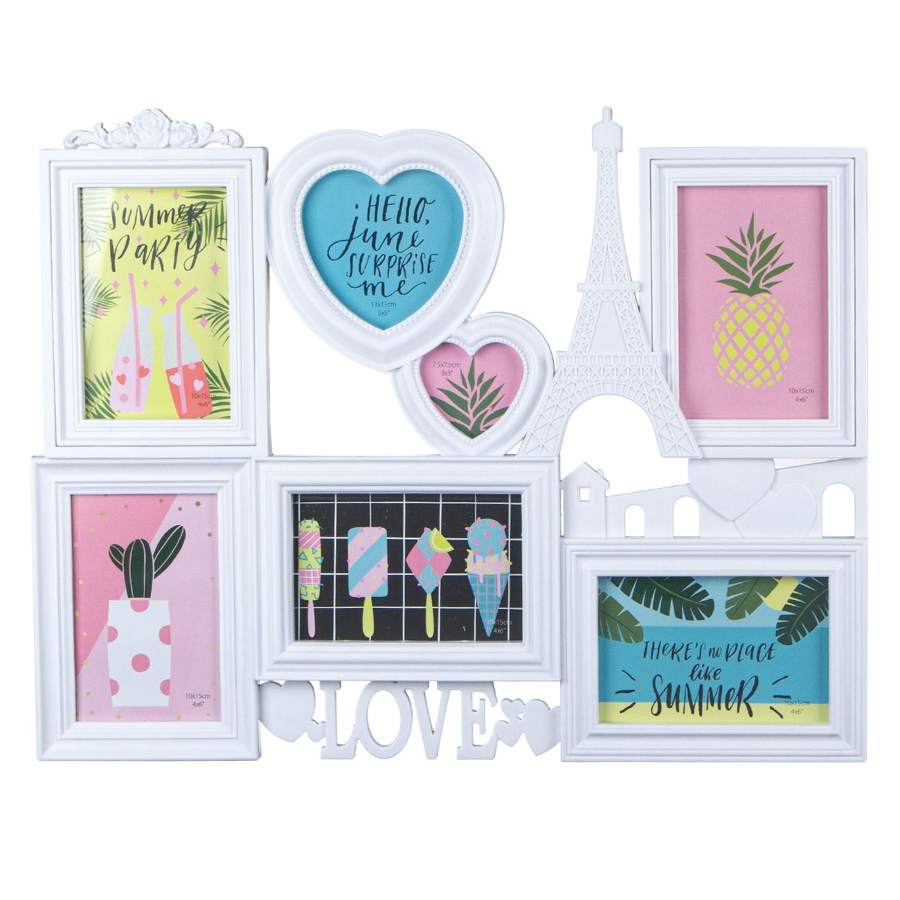 Rama foto alba - Turnul Eiffel, Love - 7 poze (50x40 cm) Rama foto alba - Turnul Eiffel, Love - 7 poze (50x40 cm)