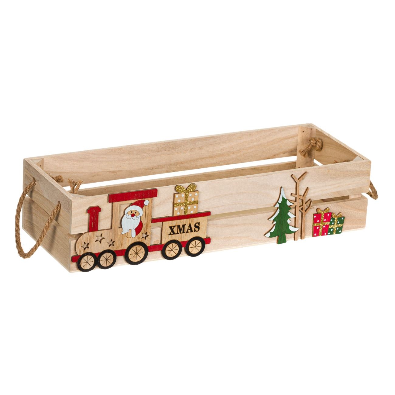 Cutie lemn - Motiv Craciun (41 x 15 x 9 cm) Cutie lemn - Motiv Craciun (41 x 15 x 9 cm)