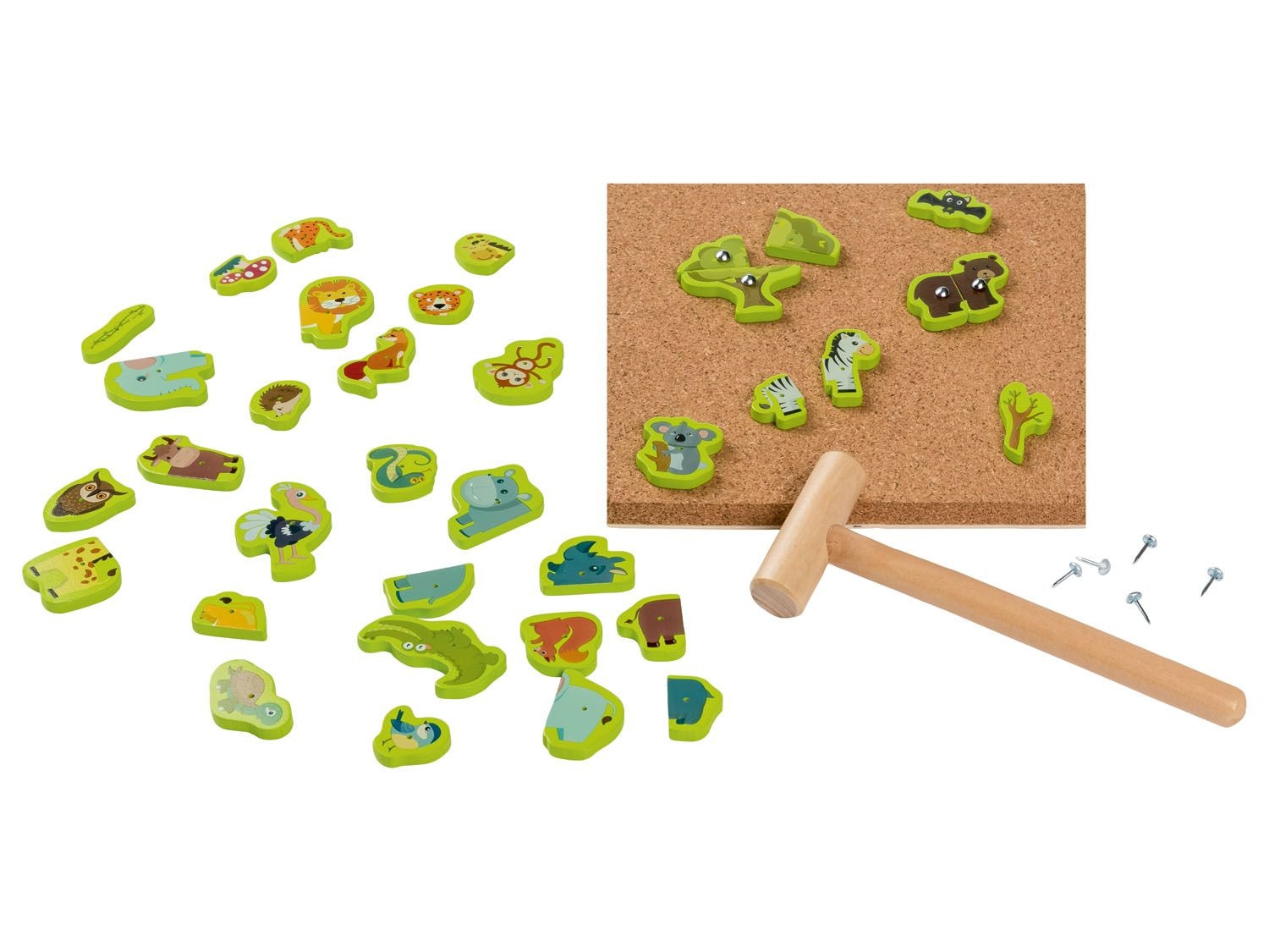 Jucarii din lemn - Joc cu ciocan ( 89 piese) Jucarii din lemn - Joc cu ciocan ( 89 piese)