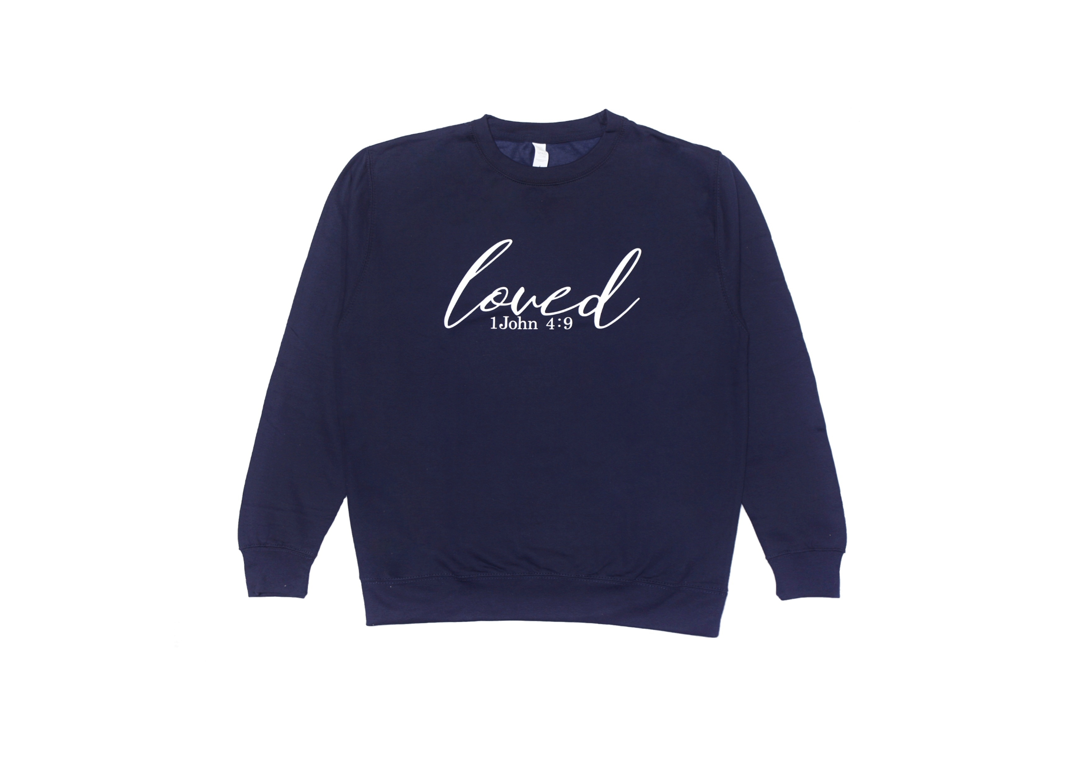 Bluza unisex, marimea L - Loved - 1 John 4:9 (bleumarin) Bluza unisex, marimea L - Loved - 1 John 4:9 (bleumarin)