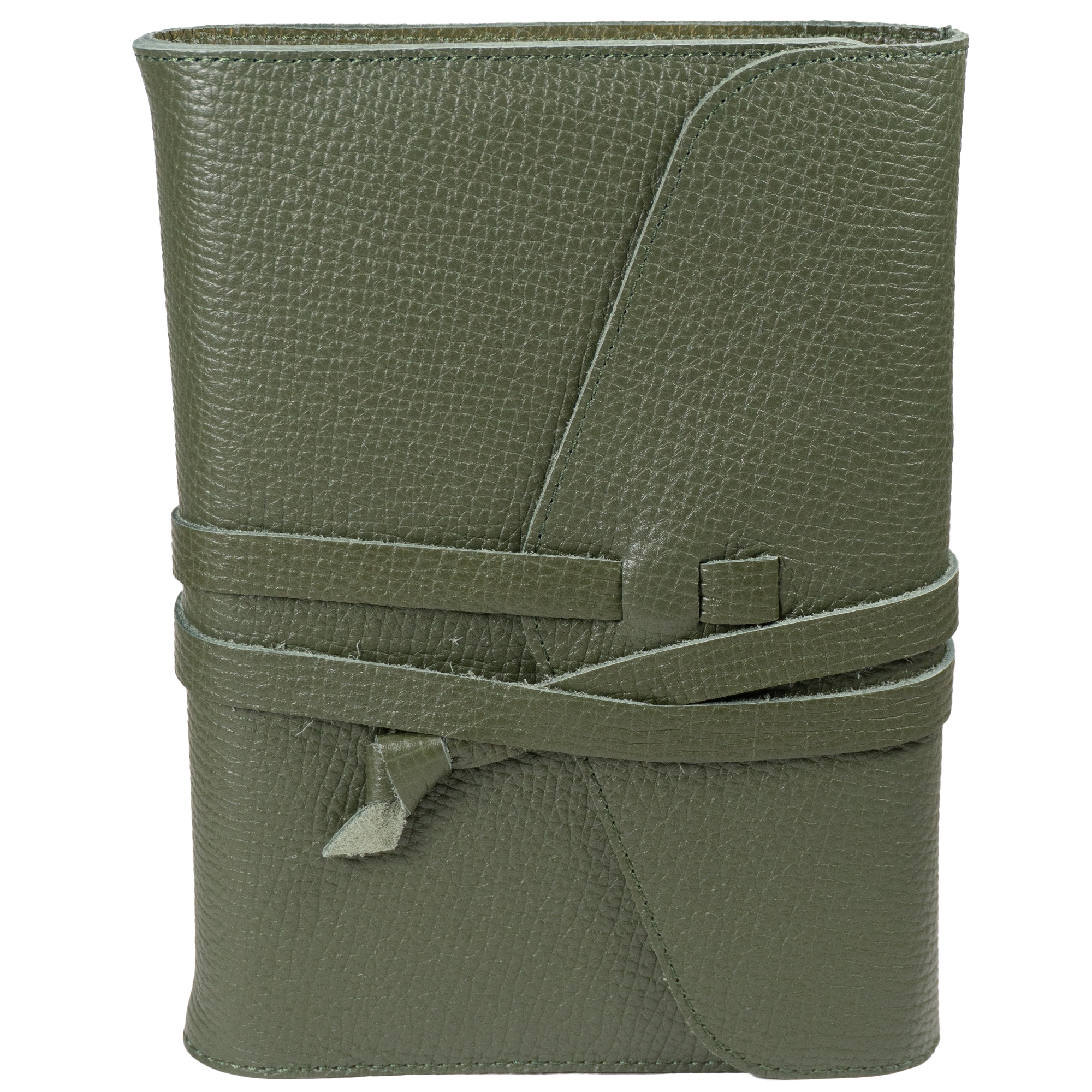 Biblia in husa handmade piele autentica, cu clapeta si snur, marime medie, verde, index, margini aurii, cuv. lui Isus cu rosu [057 SNU]