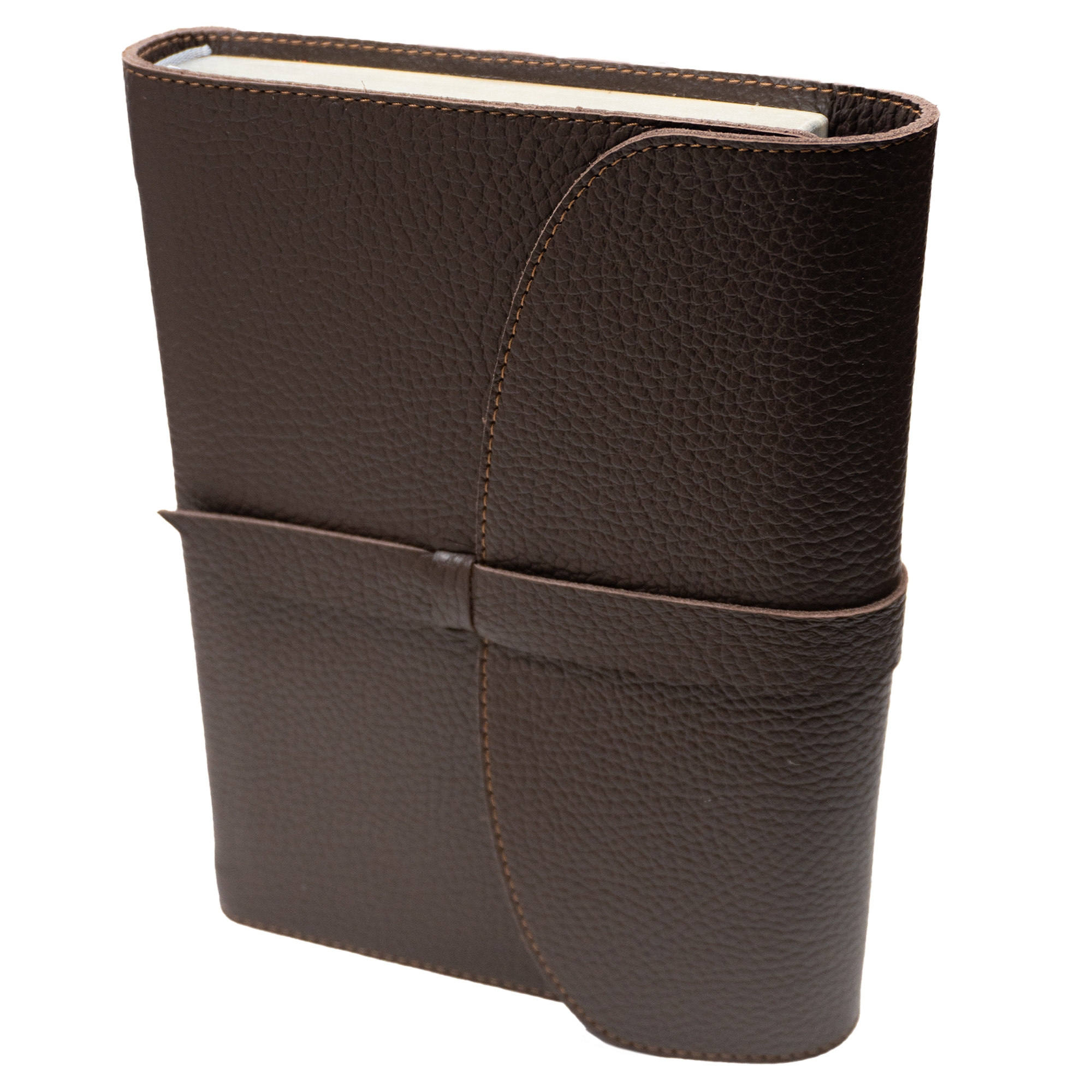 Biblie mare, piele, maro, clapetă și baretă, index, margini argintii, cuv. Isus cu rosu  [SI 073 BAR ]