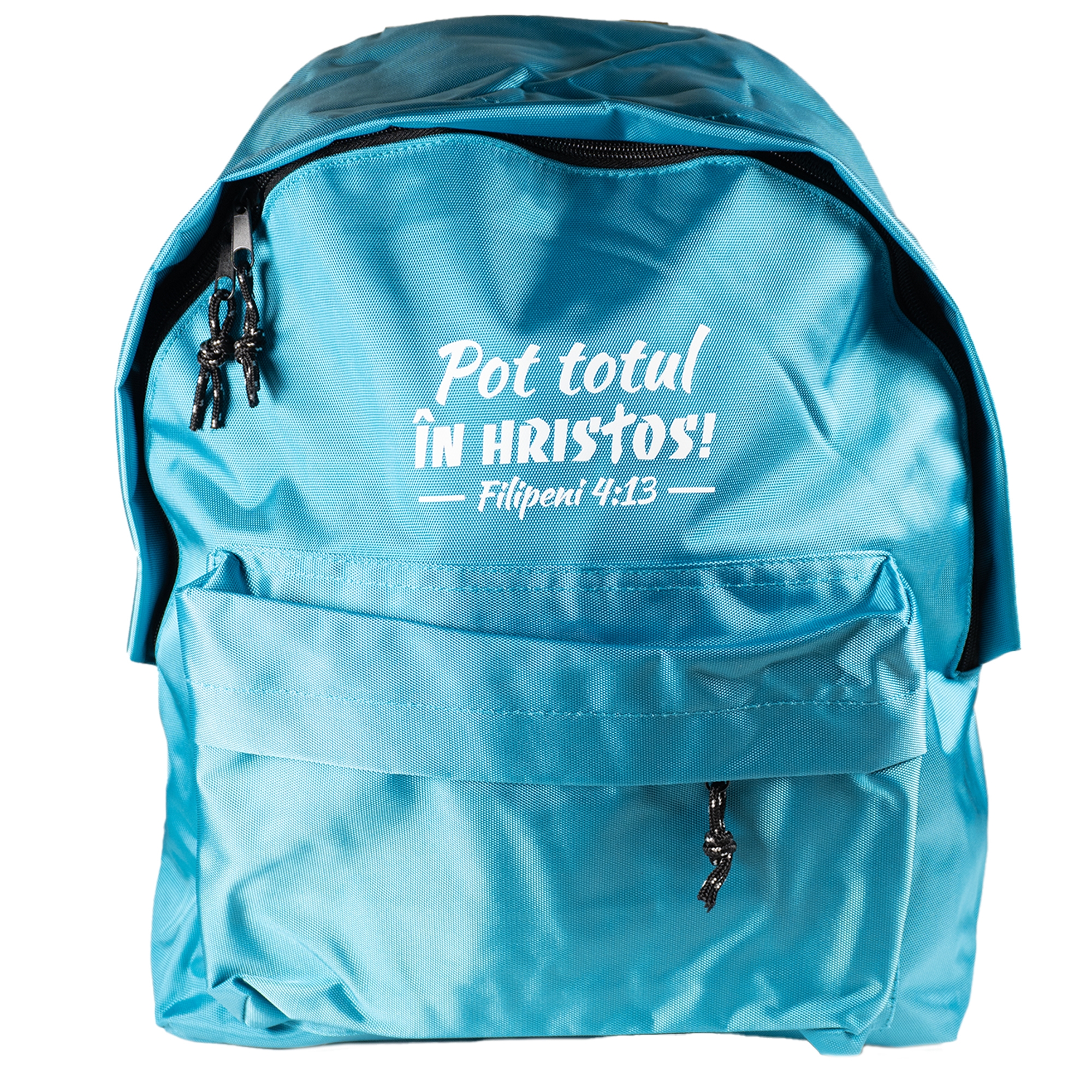 Ghiozdan - turcoaz "Pot totul în Hristos!" (Filipeni 4:13) Ghiozdan - turcoaz "Pot totul în Hristos!" (Filipeni 4:13)