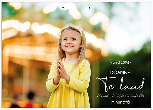 Poster cu verset A4 - Verset:  "Te laud că sunt o făptură aşa de minunată." Psalmul 139:14     [157]