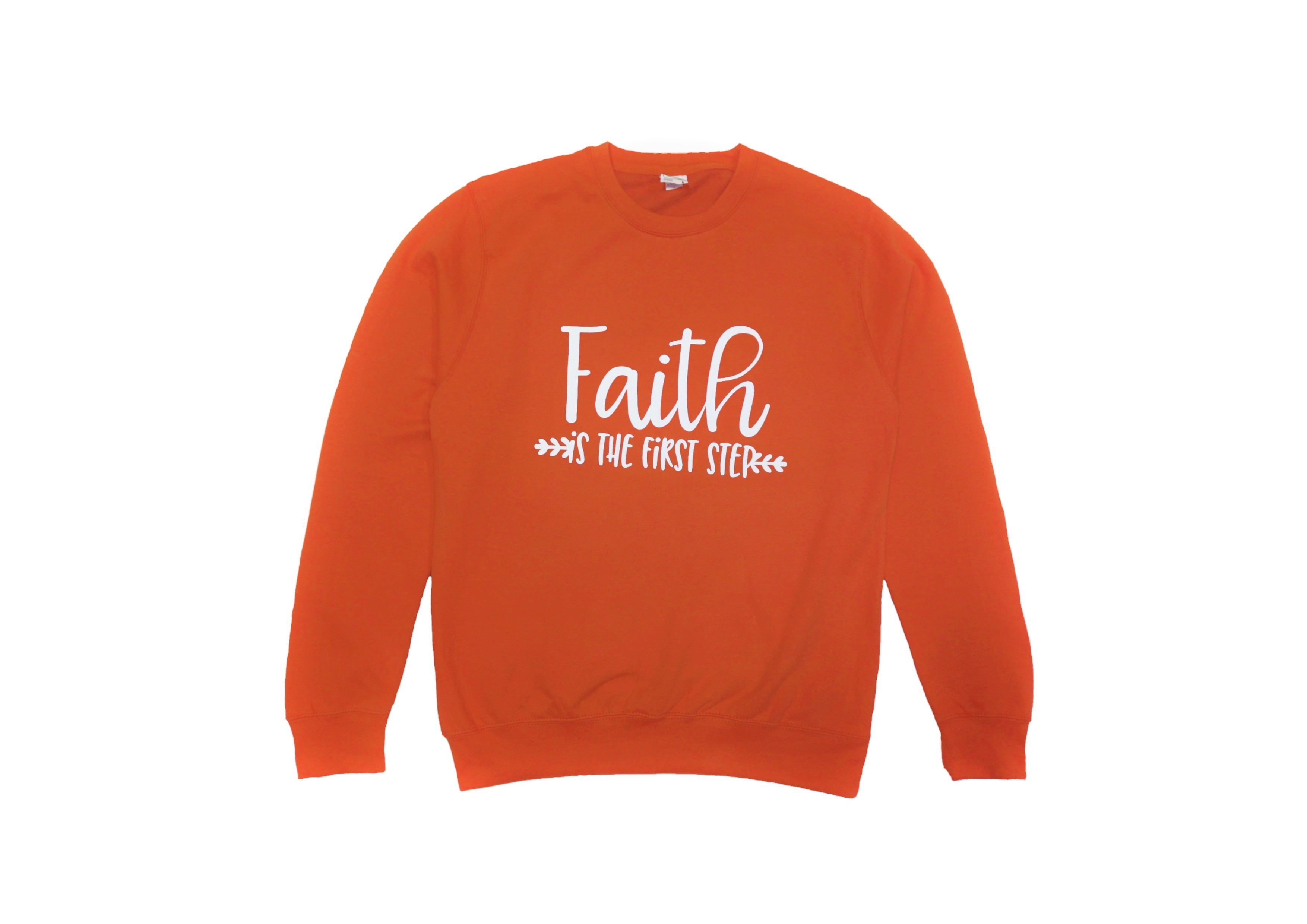 Bluza unisex, marimea S - Faith is the first step (portocalie) Bluza unisex, marimea S - Faith is the first step (portocalie)